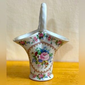 Victorian Vintage Floral Porcelain Basket